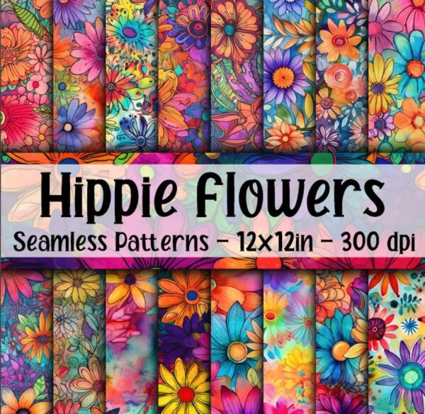 Explore Our Groovy Hippie Flower Seamless Patterns!