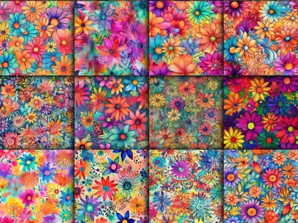 Explore Our Groovy Hippie Flower Seamless Patterns!